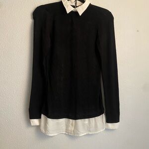 White House Black Market Black and White Sweater